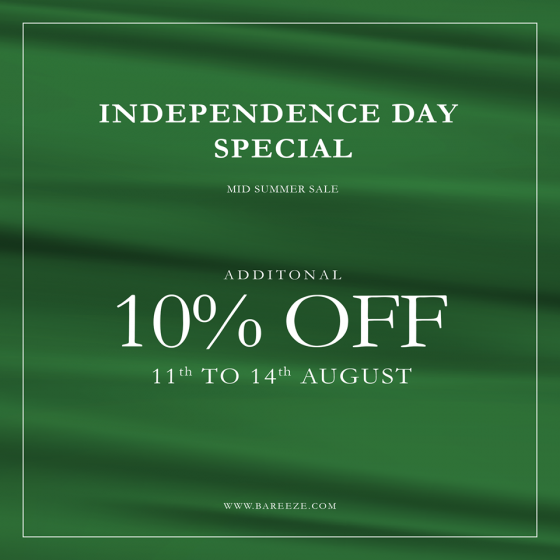 Bareeze Independence Day Special Additional 10 off on sales items till 14th august 2017 What s On Sale